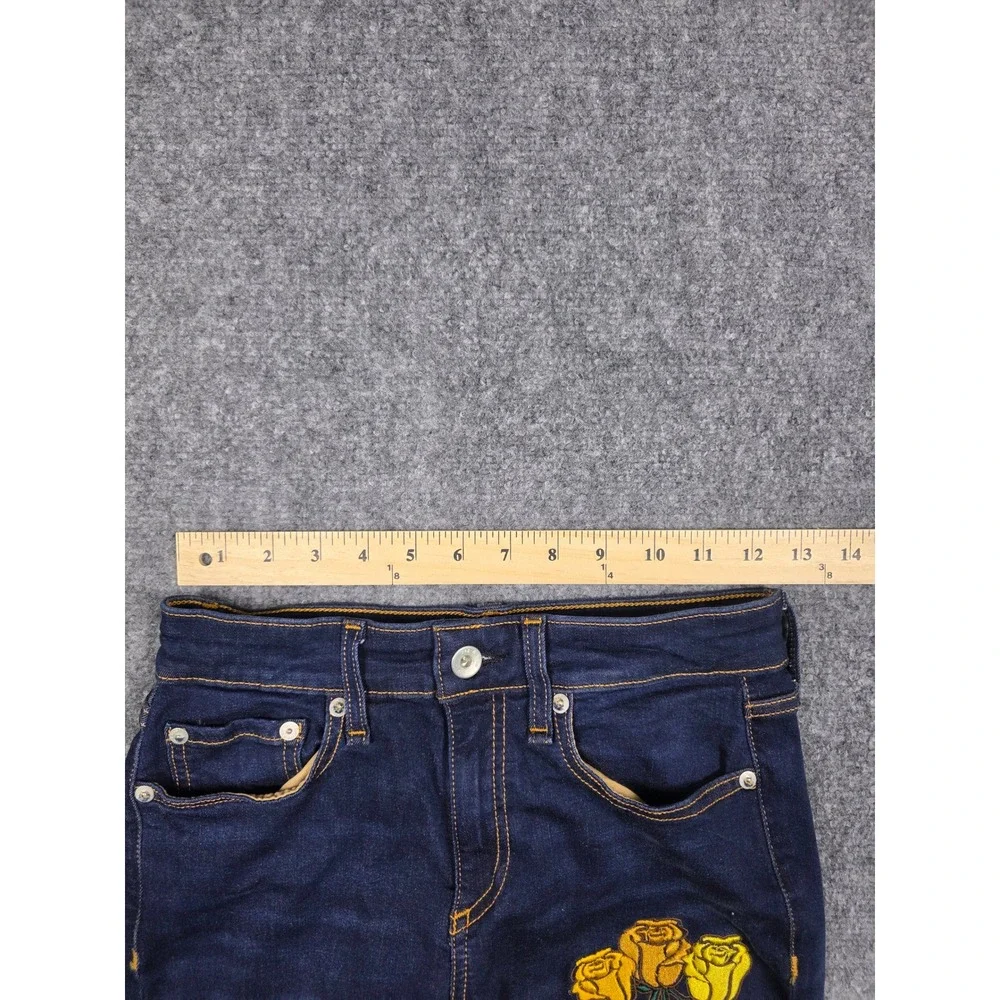 Rag & Bone Cate Ankle‎ Skinny Jeans Womens 25 Blue Carmen Rose Embroidery